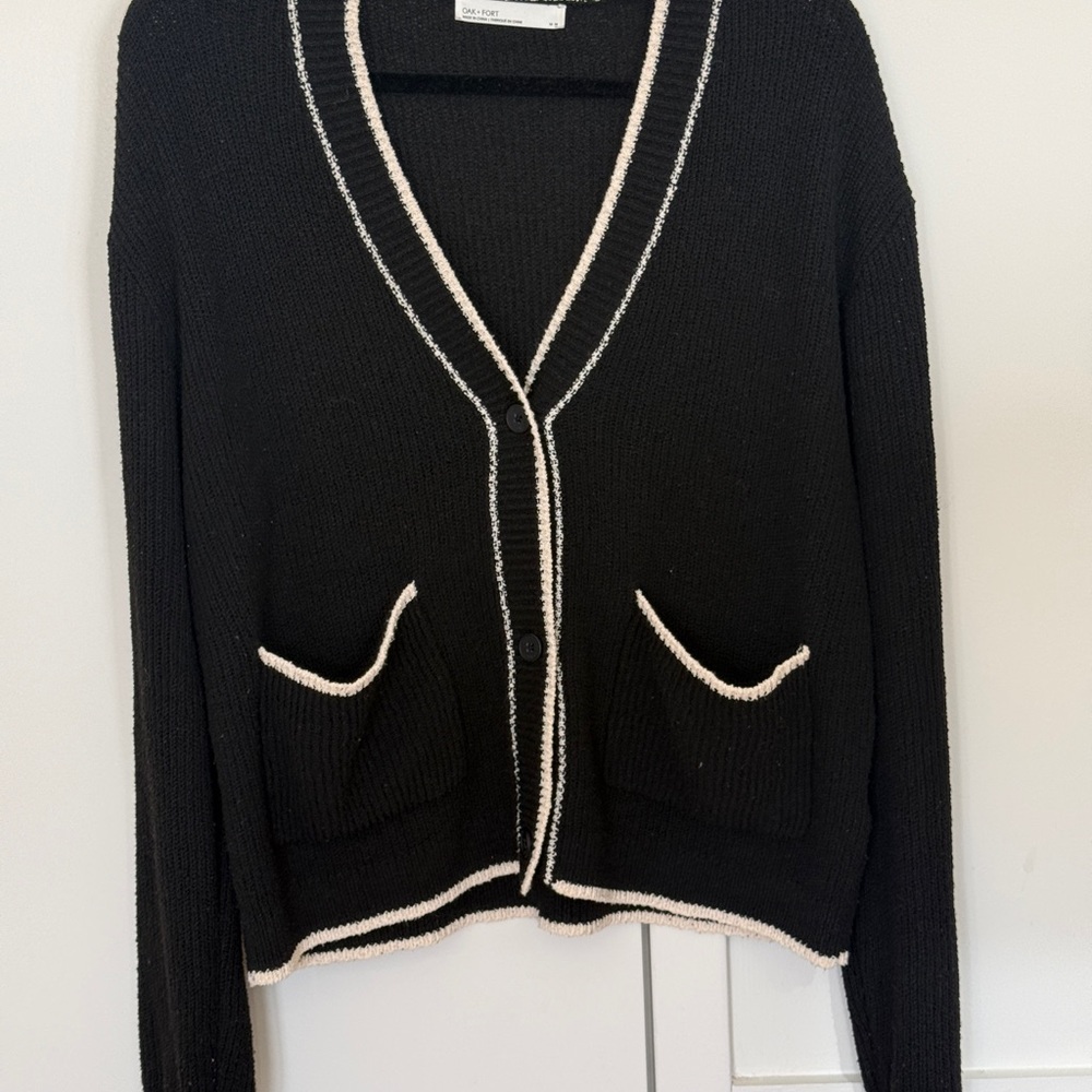OAK + FORT Black & White Cardigan